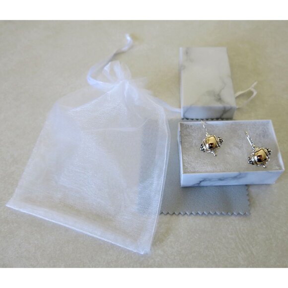 Joseph Esposito ESPO Sterling Signatures 14KT Gold + Silver Dangle Earrings - Picture 16 of 16